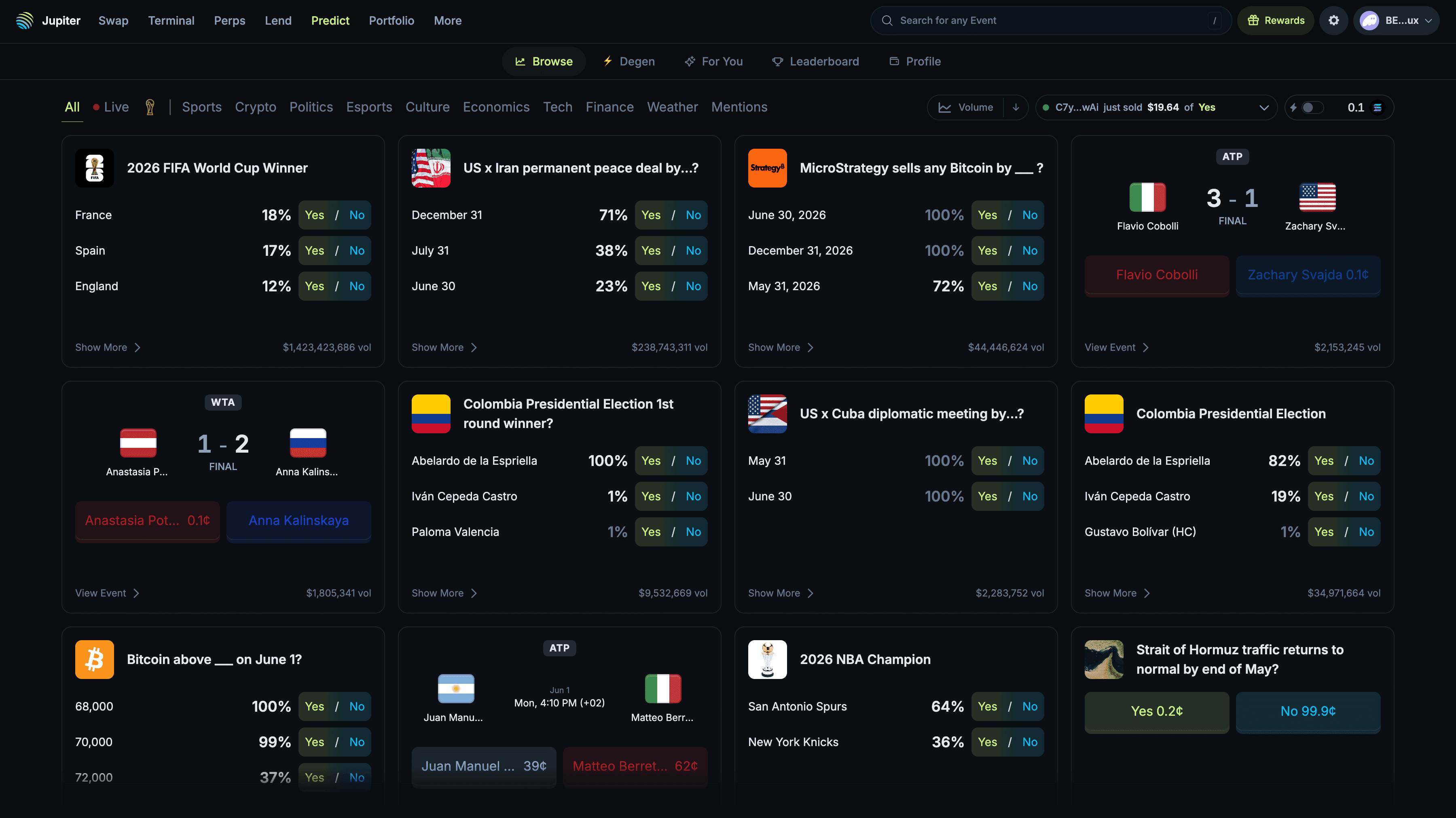 Jupiter Predict Home Page